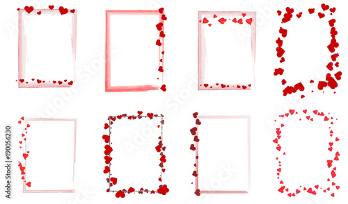 Set mit verschiedene rote Rahmen mit Herzen Liebe Hintergrund