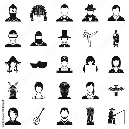 Burgher icons set, simple style