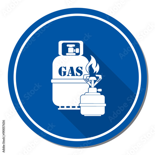 Camping stove with gas bottle icon vector