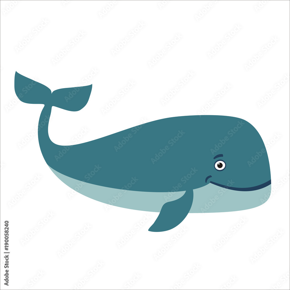 The blue whale in cartoon style isolated on white background The blue whale in cartoon style isolated on white background