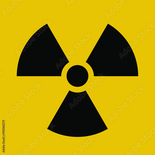 Radioactive contamination symbol vector illustration. Toxic sign, warning of radioactive zone isolated on white background. Radioactivity. Dangerous area symbol.