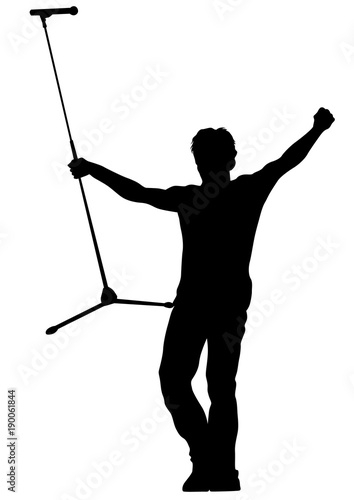 Singer with  microphone in rock style on white background