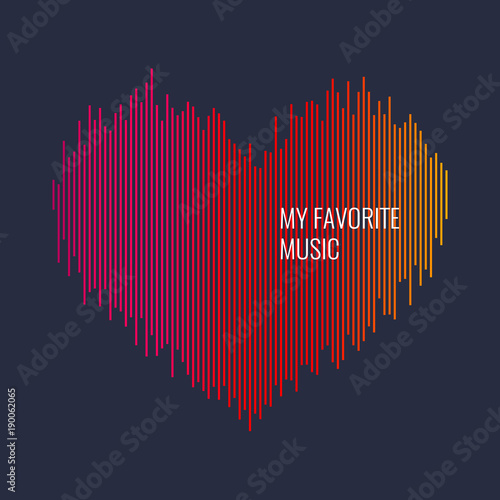 Musical waves in the shape of a heart in the background.