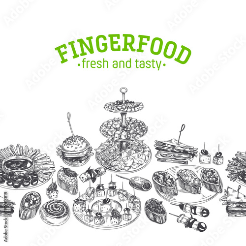 Beautiful vector hand drawn finger foods Illustration.