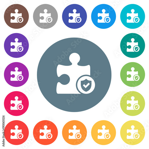 Plugin protected flat white icons on round color backgrounds