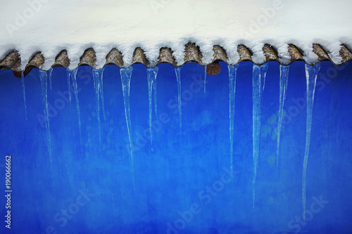 icicles on blue background