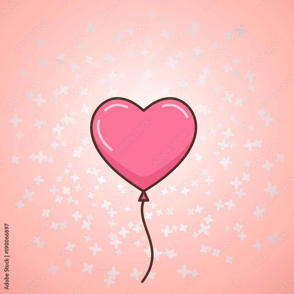 Happy Valentines pink balloon. Heart shaped for special