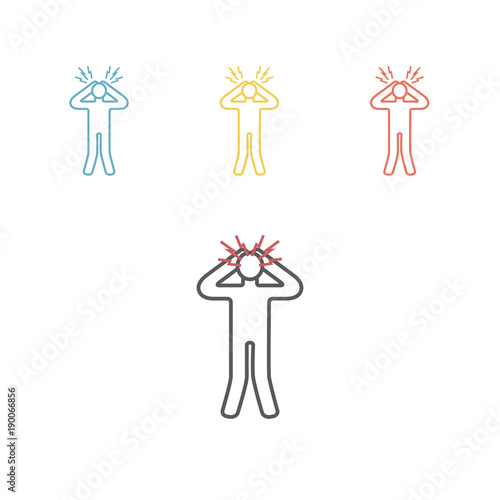 Man get confused. Panic disorder line icon