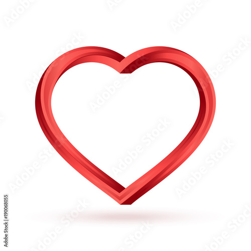 Swirled red heart in 3D. Conception of infinite love. Abstract swirl volumetric ribbon in heart shape. Vector illustration