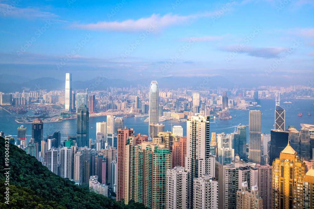 Hong Kong city skyline with Victoria Harbor view Hong Kong city skyline with Victoria Harbor view