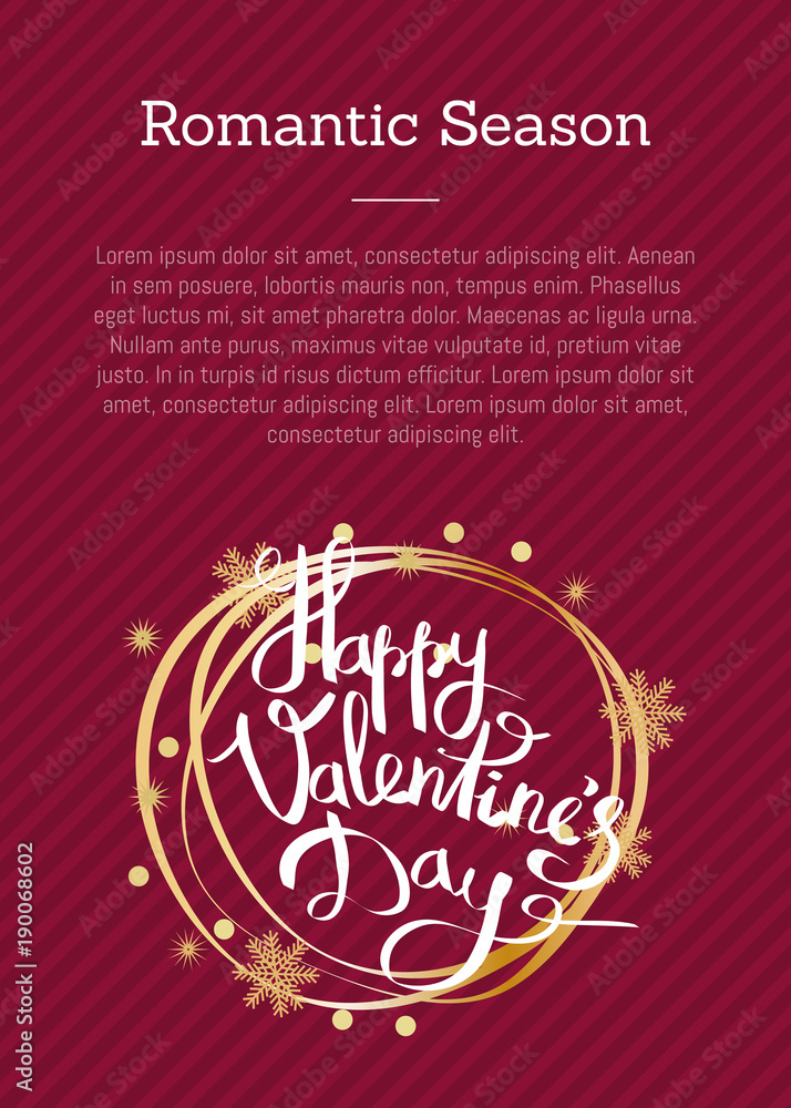 Happy Valentines Day Inscription in Golden Frame Happy Valentines Day Inscription in Golden Frame