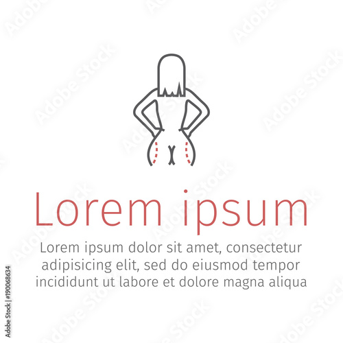 Liposuction of hips and thighs. Plastic surgery line icon. Vector illustration