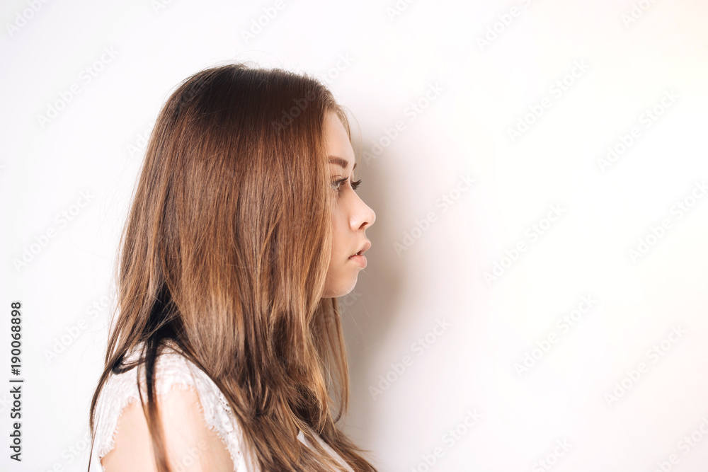Portrait of girl in profile. Portrait of girl in profile.