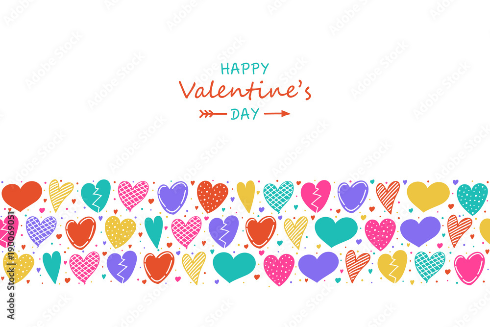 Cute card with hand drawn hearts for Valentine's Day. Vector. Cute card with hand drawn hearts for Valentine's Day. Vector.