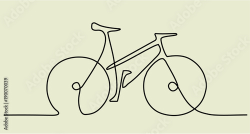 Abstract one line drawing with bike