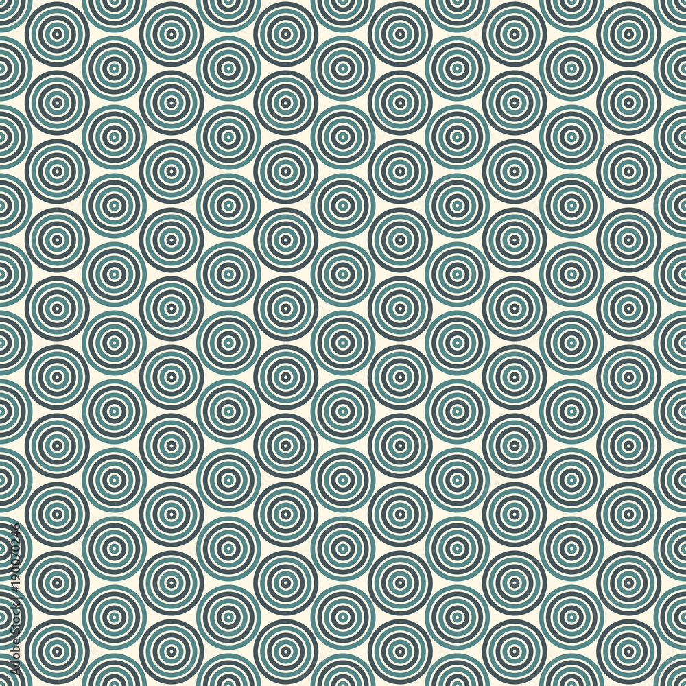Seamless pattern with simple geometric forms. Repeated circles wallpaper. Abstract background with round vortexes