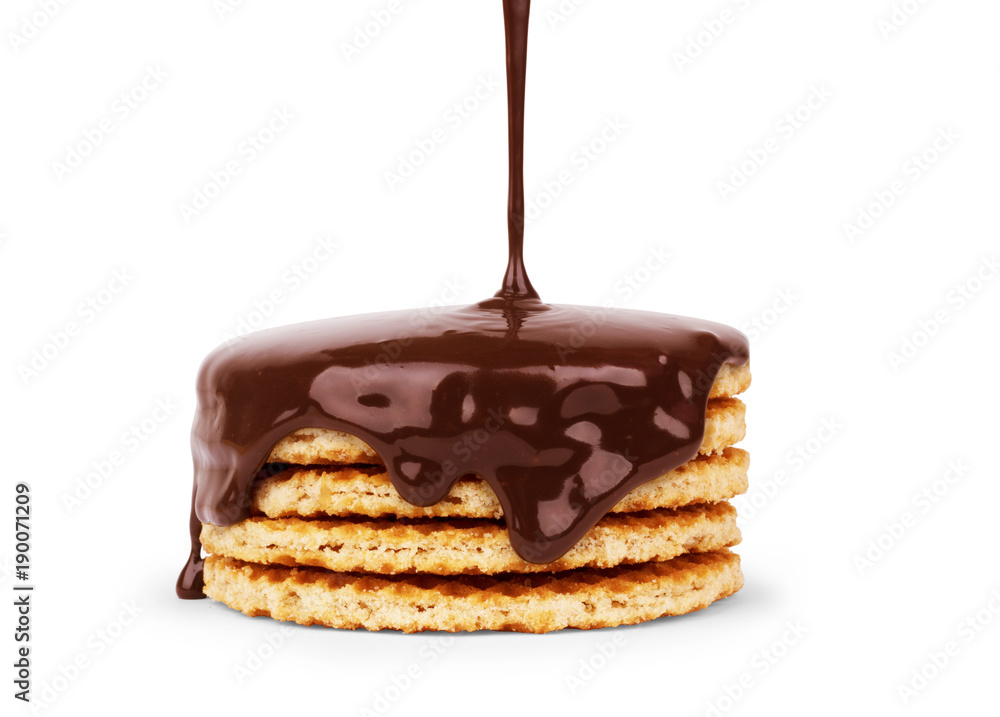 chocolate poured on Tasty waffles chocolate poured on Tasty waffles