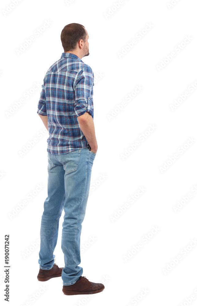 Back view of man in jeans. Back view of man in jeans.