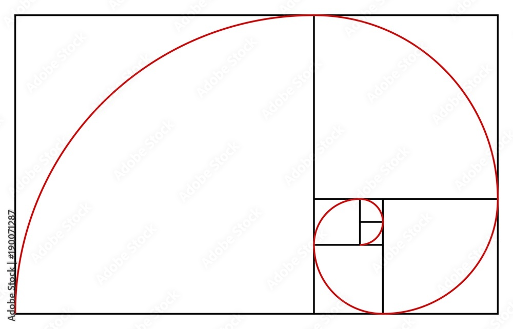 Golden ratio template. Proportion symbol. Graphic Design element. Golden section spiral. Vector illustration