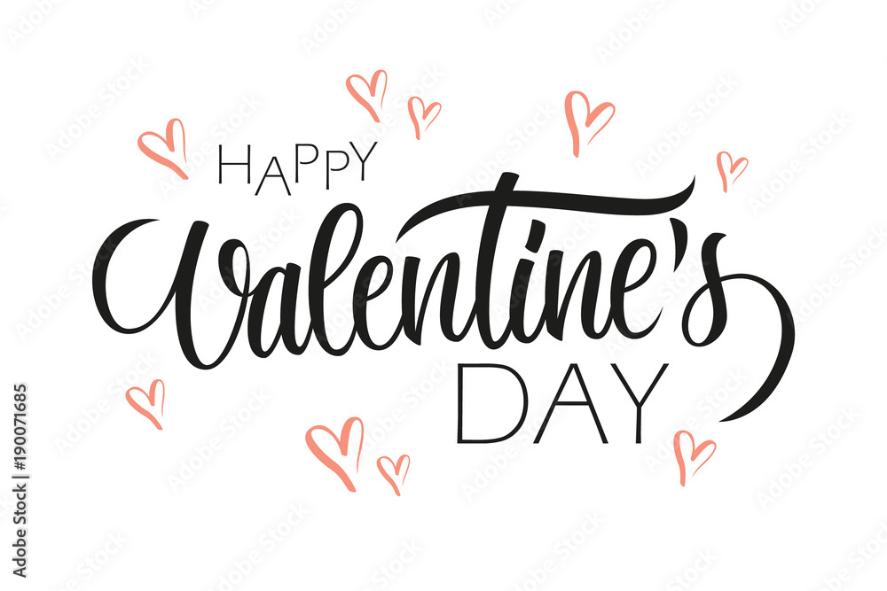 Happy Valentines Day romantic greeting card template with hand lettering text design. Creative typography for holiday greetings. Vector illustration. Happy Valentines Day romantic greeting card template with hand lettering text design. Creative typography for holiday greetings. Vector illustration.