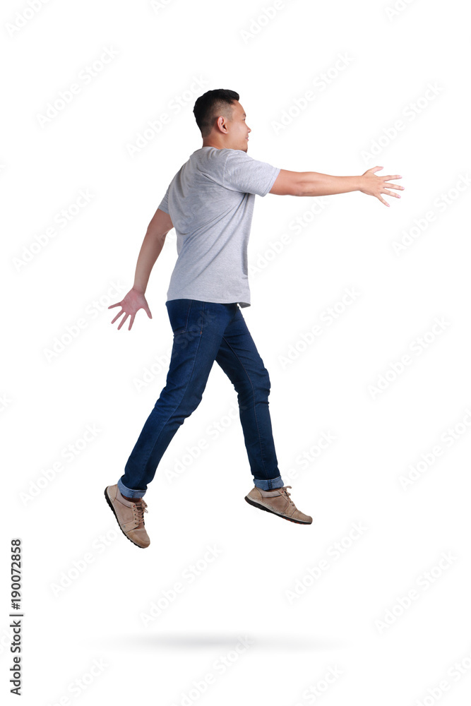 Levitation. Young Man Walking Jumping on Air Levitation. Young Man Walking Jumping on Air