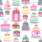 Colorful easter icons seamless background.