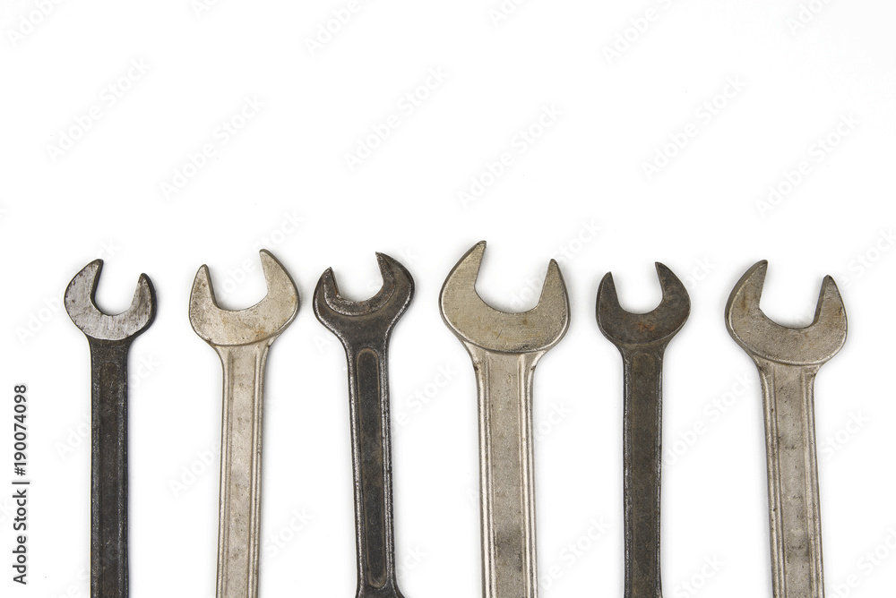Set of wrenches on the white background Set of wrenches on the white background