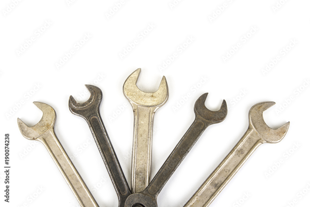Set of wrenches on the white background Set of wrenches on the white background