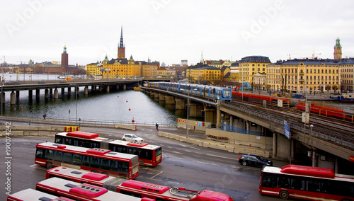 Photography The central bridge, old town and knights island in stockholm a grey winter day