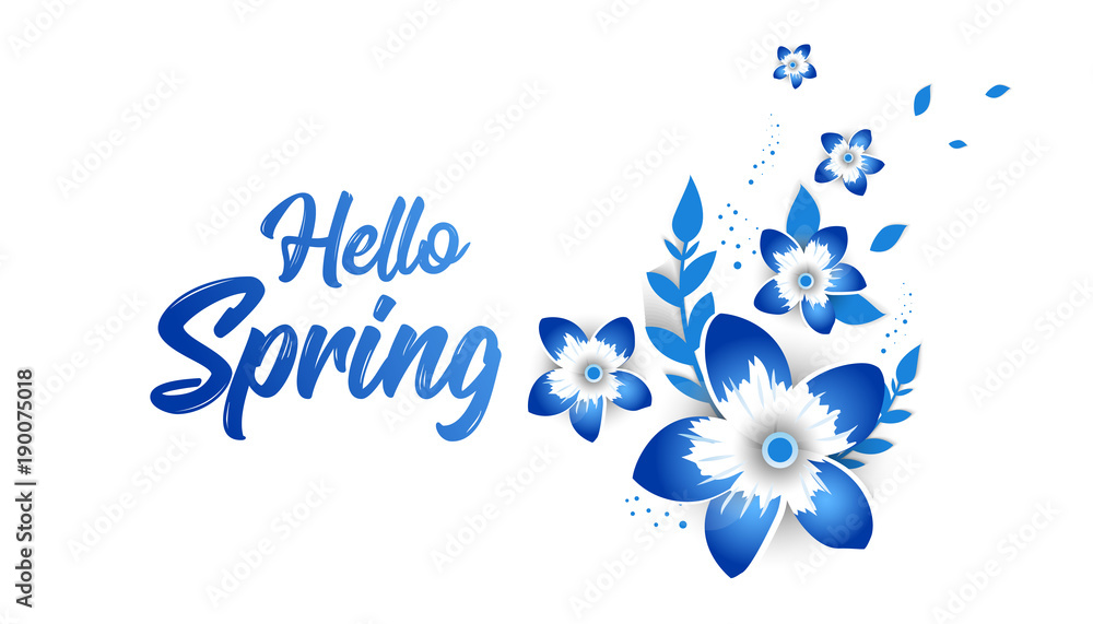 Hello Spring Concept banner with flowers