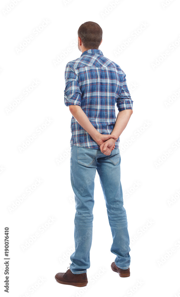 Back view of man in jeans. Back view of man in jeans.