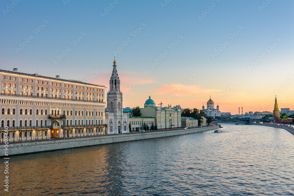 Fototapeta premium Embankment of the Moscow River / Moskva River, Moscow, Russia