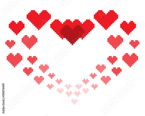 An illustration in the form of a pixelated hearts 