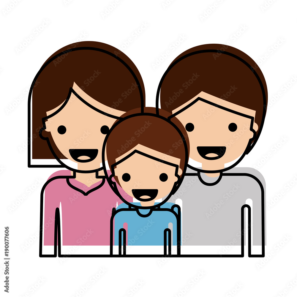 half body people and woman mushroom hairstyle and man and boy with short hair in watercolor silhouette with thick contour vector illustration half body people and woman mushroom hairstyle and man and boy with short hair in watercolor silhouette with thick contour vector illustration