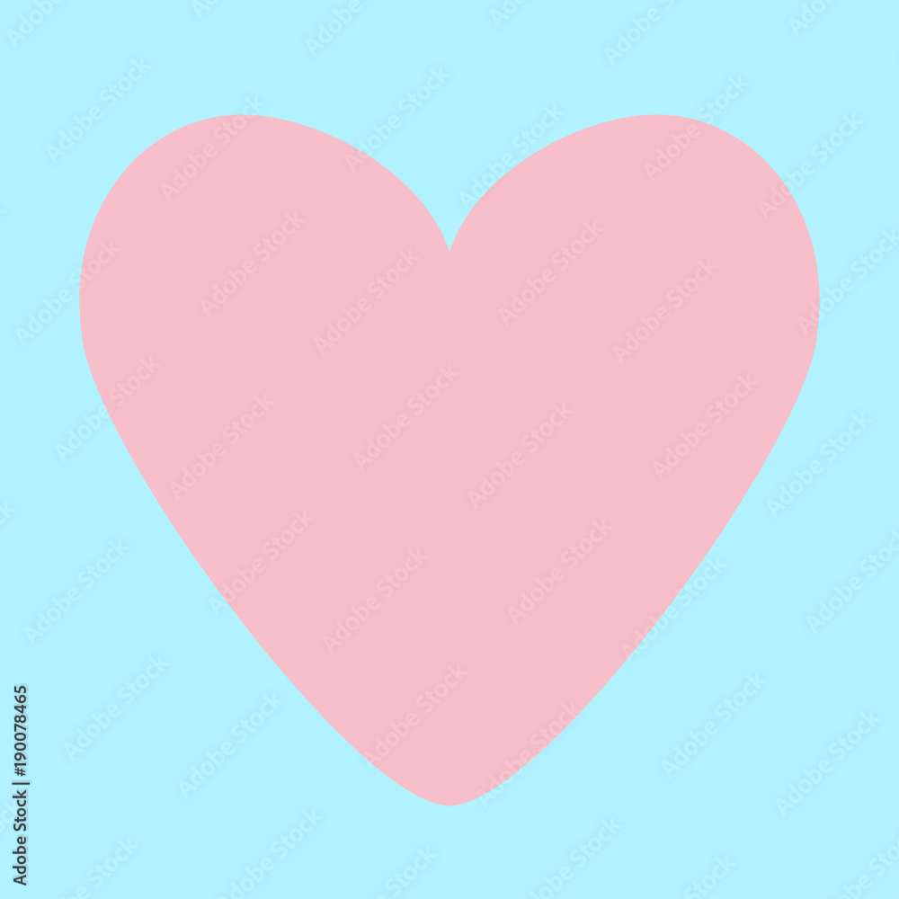 Pink paper heart icon. Pastel color. Happy Valentines day sign symbol. Cute graphic shape. Flat design style. Love greeting card. Isolated. Blue background
