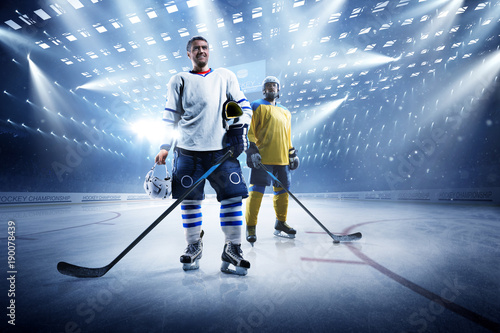 Ice hockey players on the grand ice arena