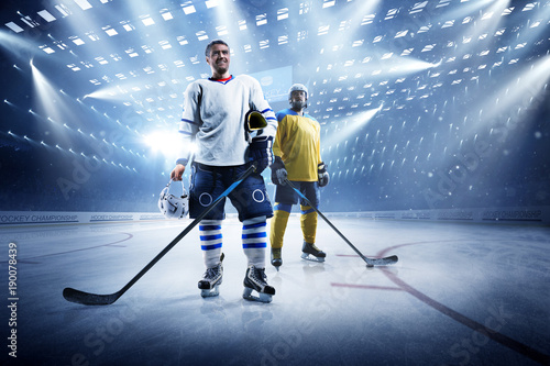 Photography Ice hockey players on the grand ice arena
