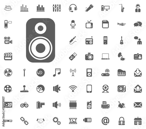 Music column icon. Media, Music and Communication vector illustration icon set. Set of universal icons. Set of 64 icons