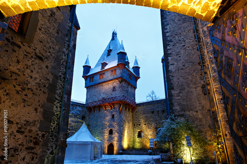 German fairytale castle in winter landscape. Castle Romrod in Hessen, Germany photo