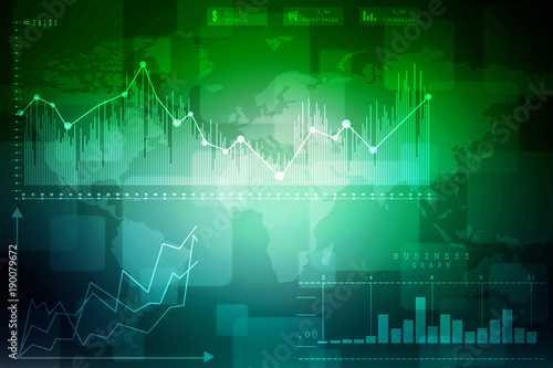 2d rendering Stock market online business concept. business Graph 