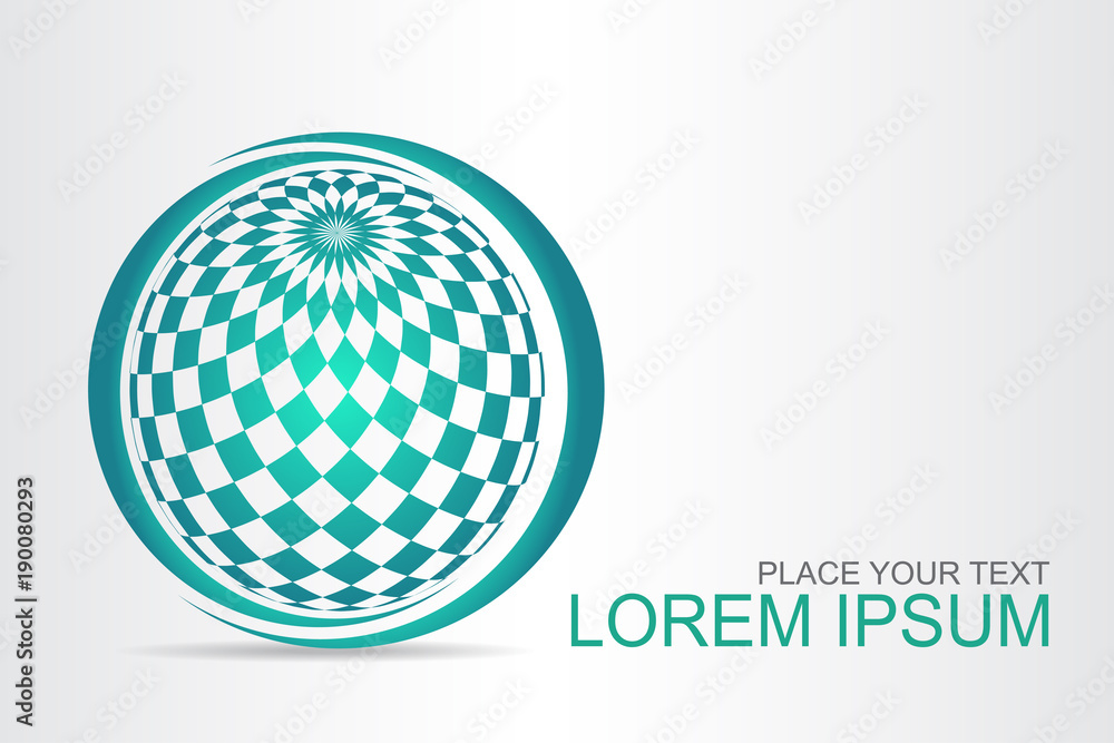 Logo stylized spherical surface with abstract shapes