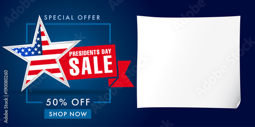 Presidents Day sale banner template. Happy Presidents Day Sale discount labels for web banner special offer vector illustration