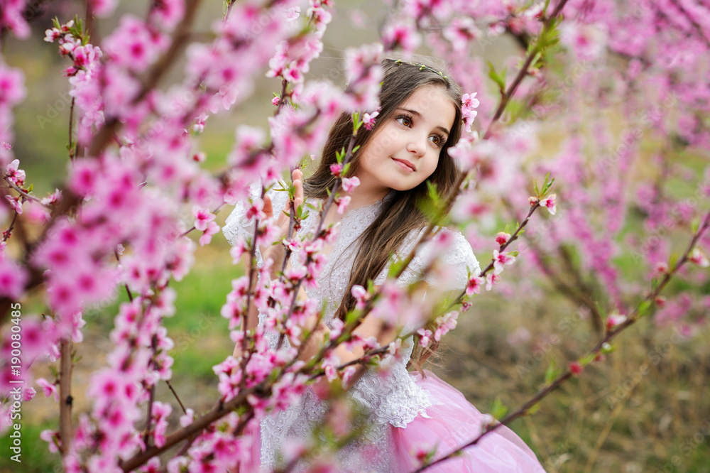 Beautiful girl in amazing dress in the gardens Beautiful girl in amazing dress in the gardens