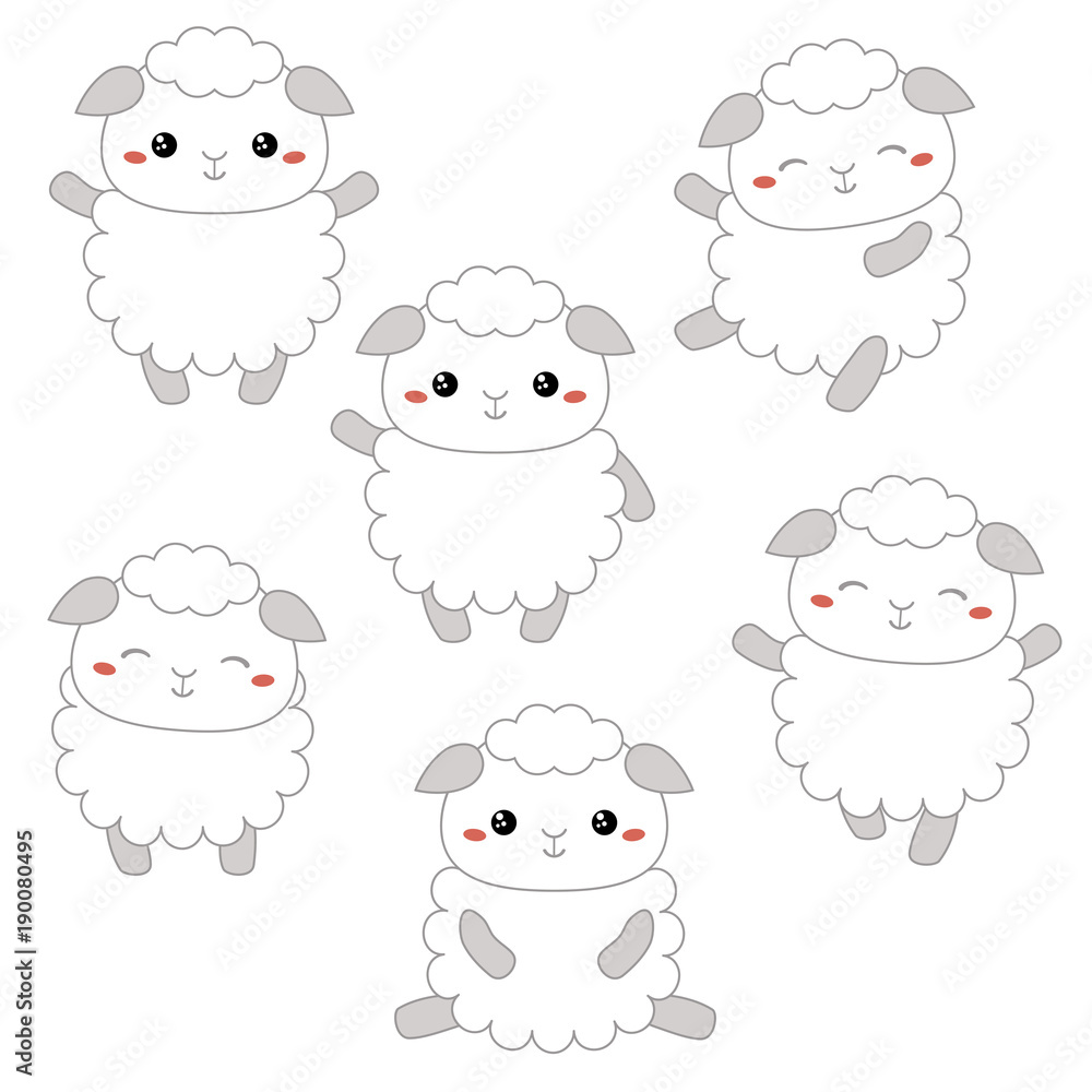 Fototapeta premium Zestaw uroczych owiec