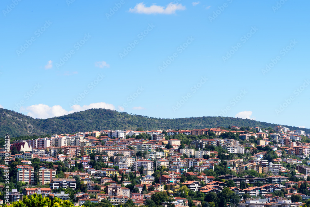 View of Trieste with blue sky, Italy, from San Giusto Castle