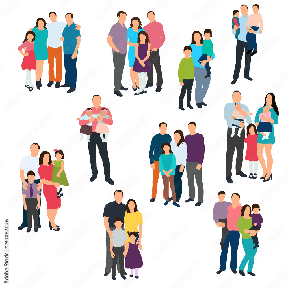 Obraz premium silhouette set of family on white background