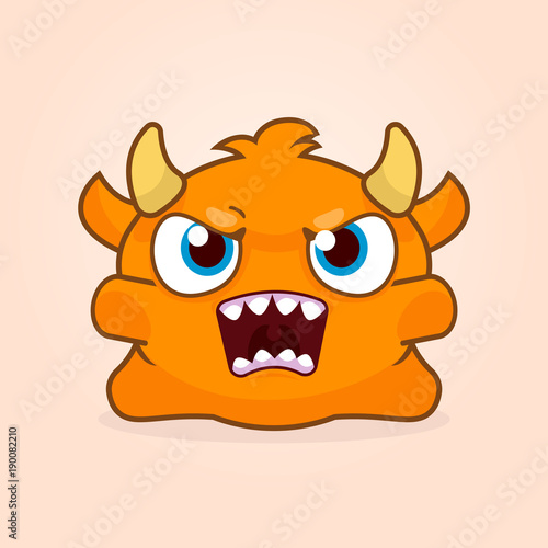 Cute cartoon monster. Little angry monster illustration