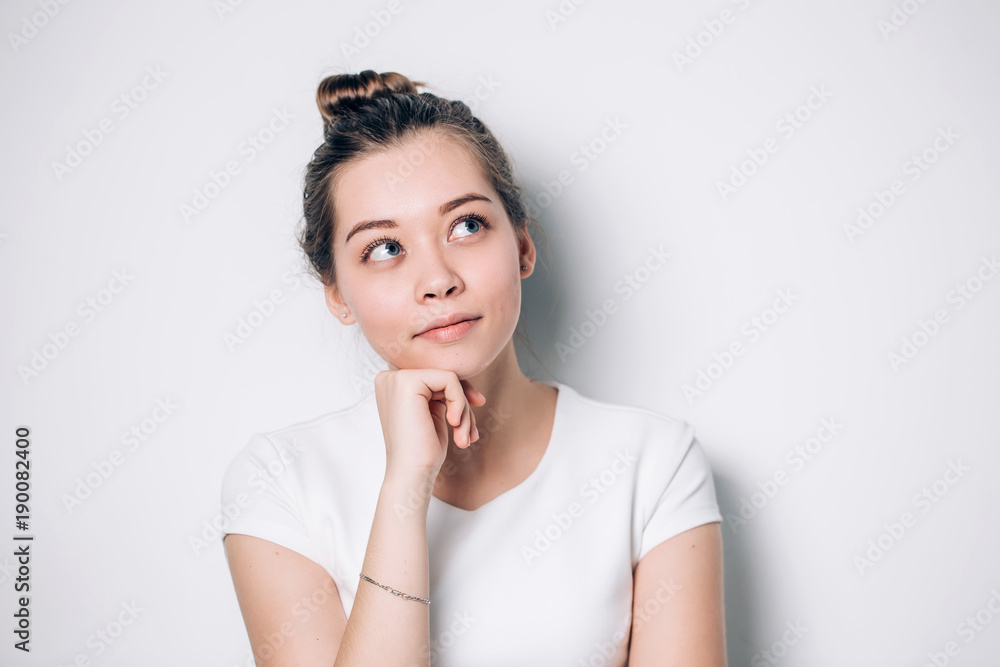 portrait of the beautiful young woman, dreams about something, he thinks. portrait of the beautiful young woman, dreams about something, he thinks.