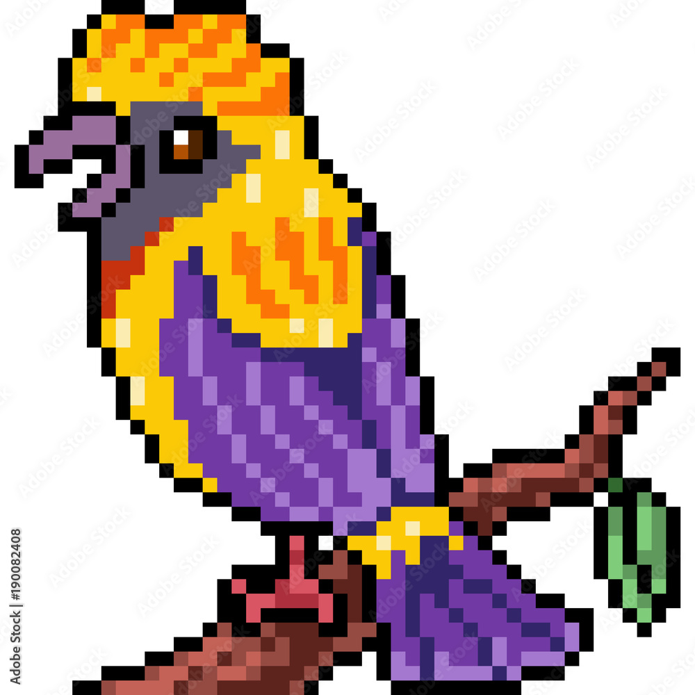 vector pixel art beautiful bird