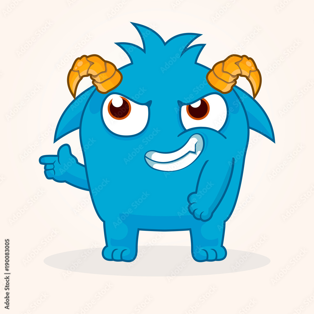 Cute cartoon monster. Proud monster illustration Cute cartoon monster. Proud monster illustration